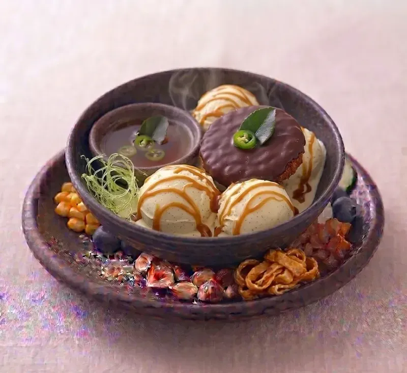 Vanilla Pod Ice Cream with Toffee Sauce
